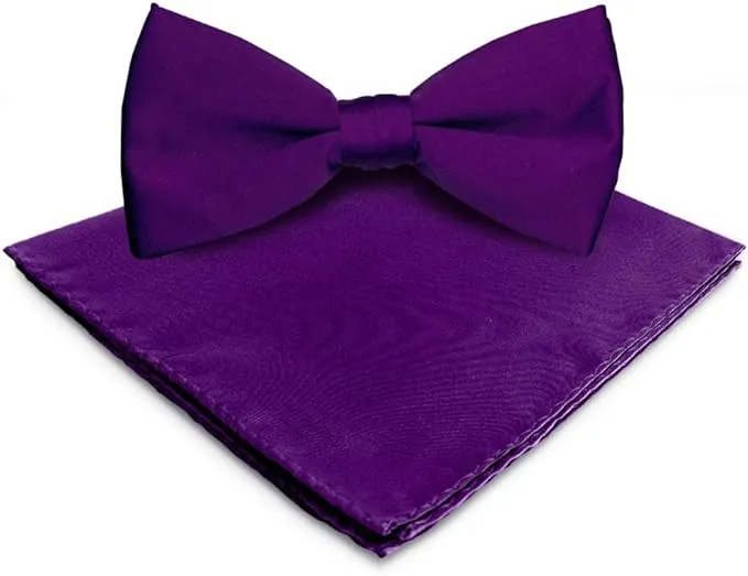 Vittorio Farina Men's Satin Bow Tie & Pocket Square in Gift Box