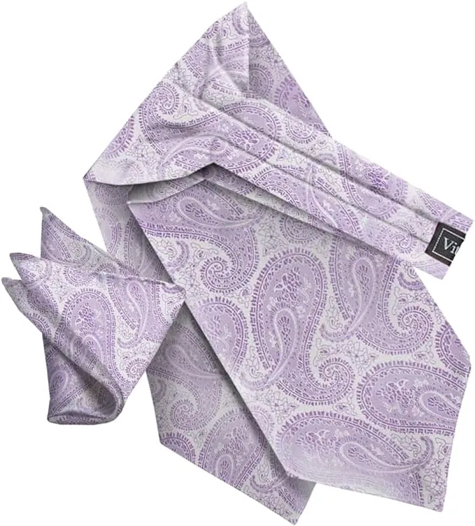 Vittorio Farina Men's Woven Pasiley Ascot & Pocket Square