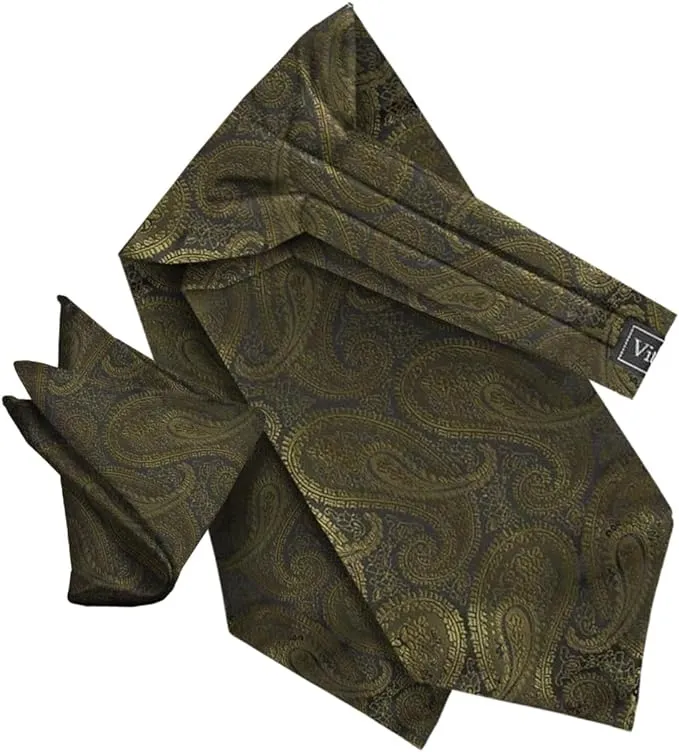 Vittorio Farina Men's Woven Pasiley Ascot & Pocket Square