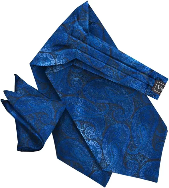 Vittorio Farina Men's Woven Pasiley Ascot & Pocket Square