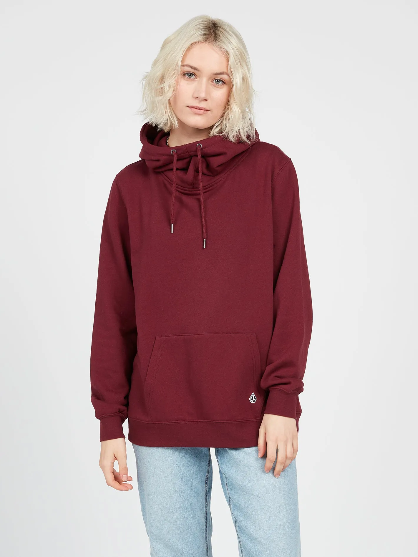 Walk It Out High Neck Hoodie - Burgundy