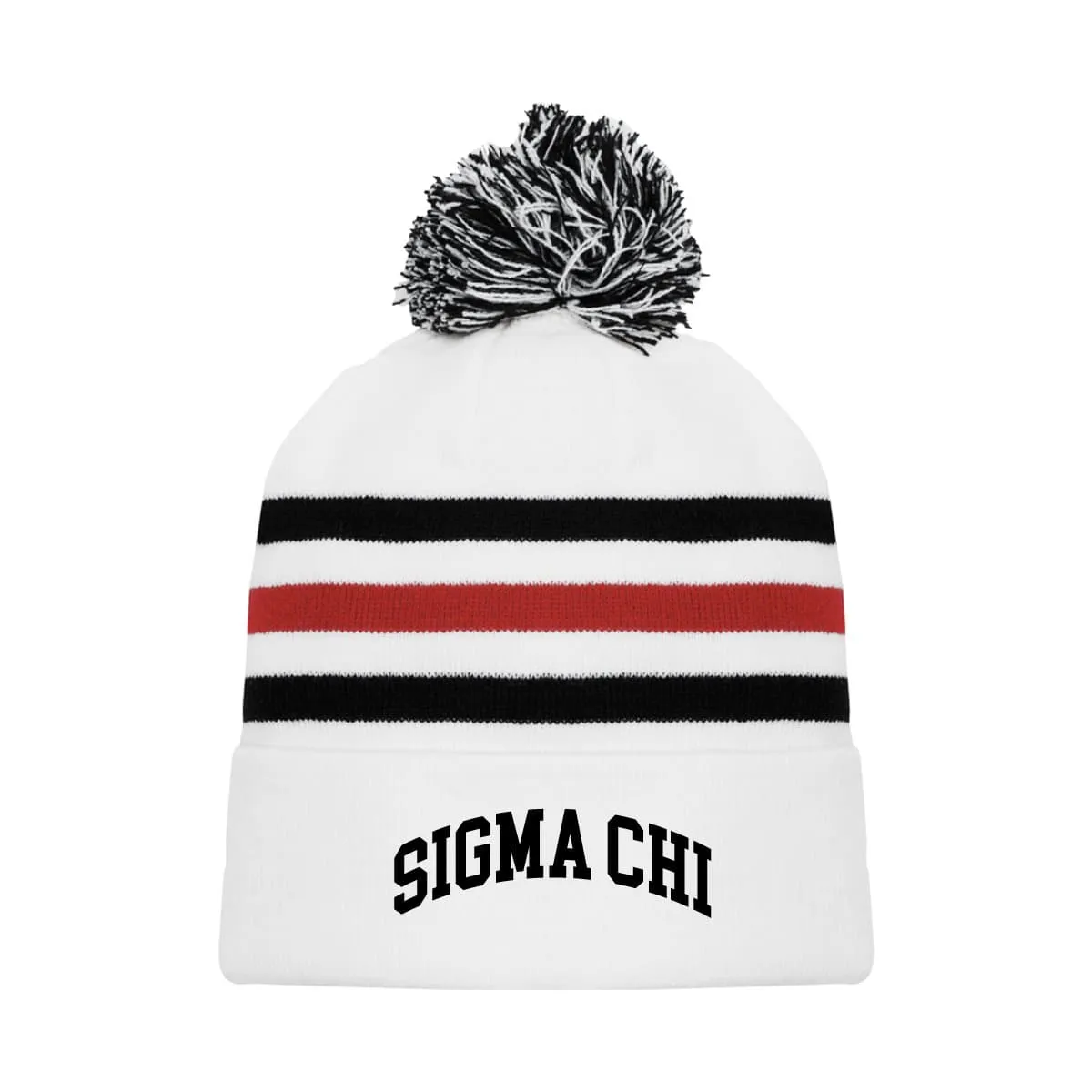 White Hockey Knit Beanie