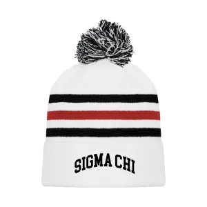 White Hockey Knit Beanie