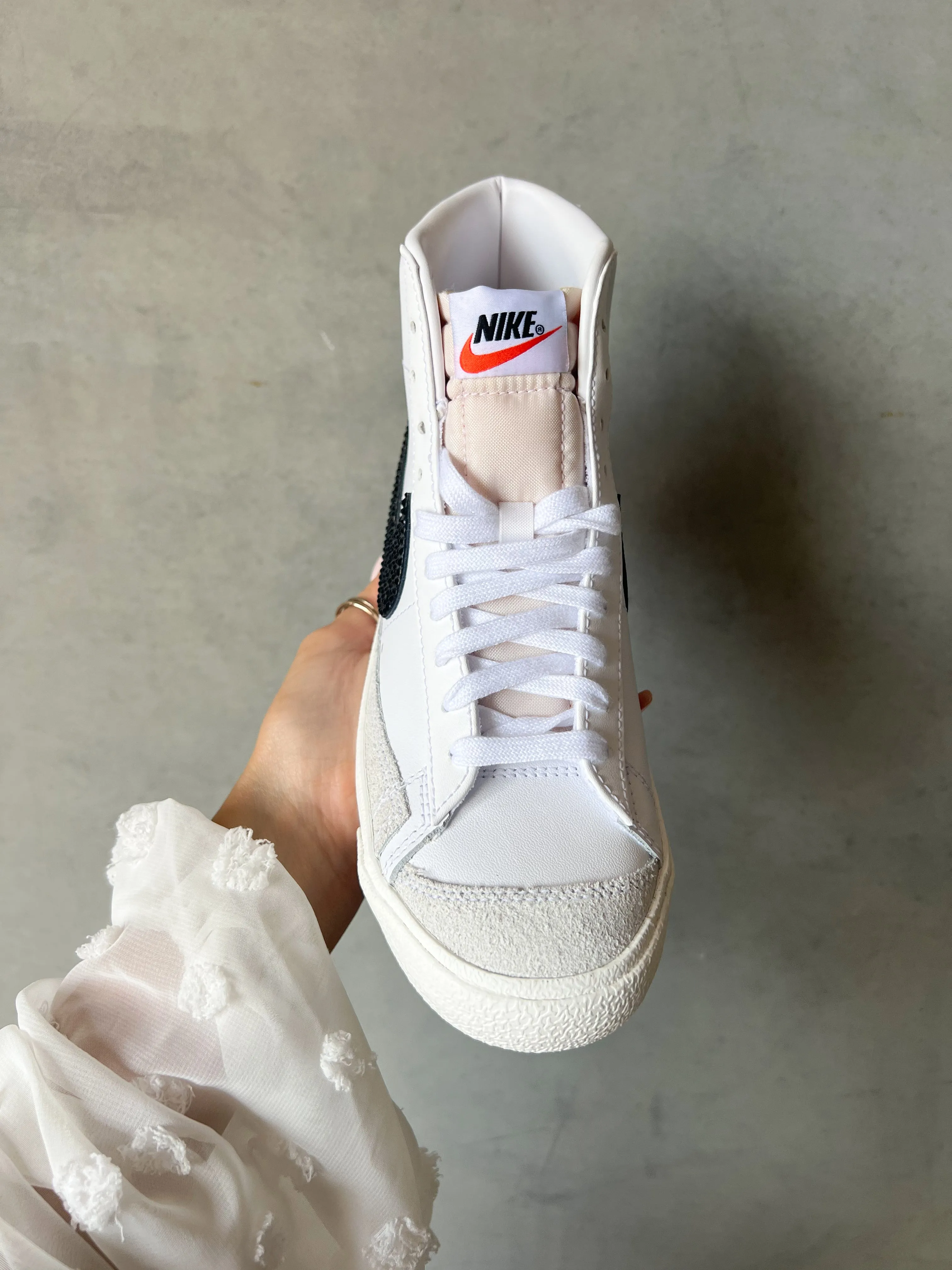 White Swarovski Nike Blazer Mid