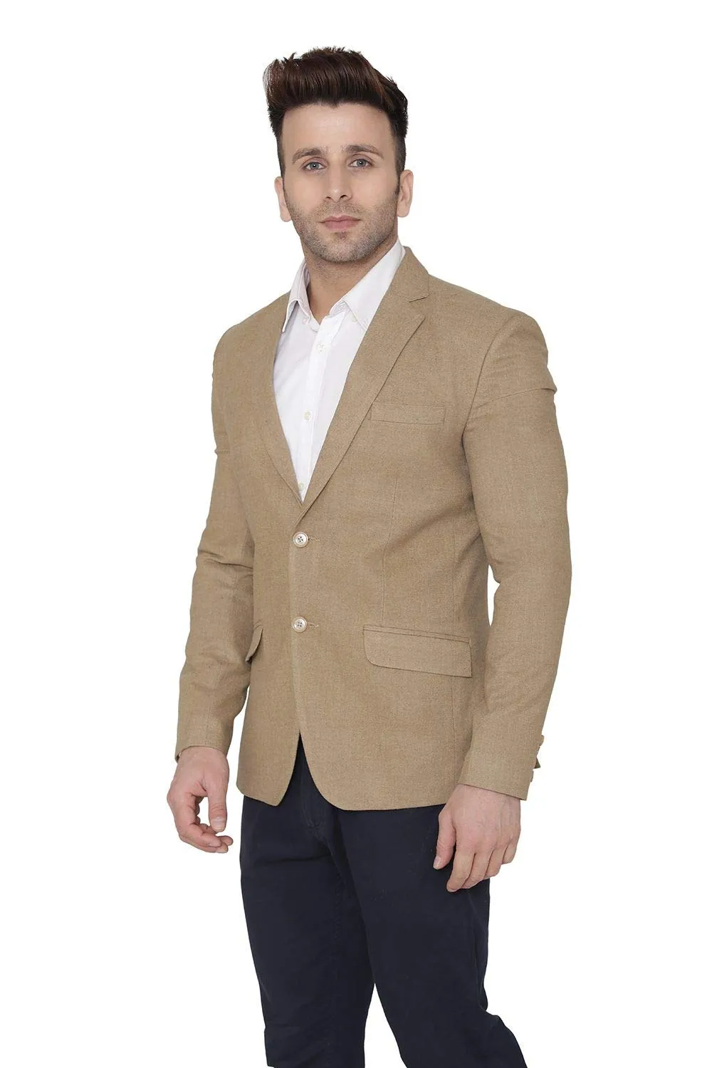 WINTAGE Men's Regular Fit Tweed Wool Casual and Festive Blazer Coat Jacket (Beige, Medium, 40)