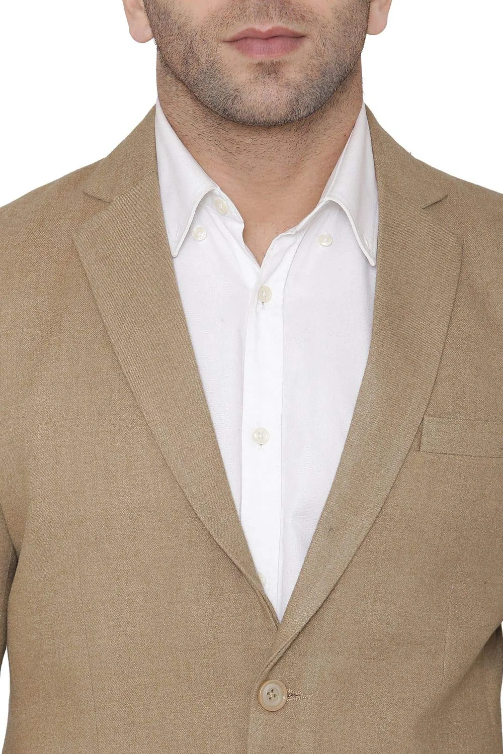 WINTAGE Men's Regular Fit Tweed Wool Casual and Festive Blazer Coat Jacket (Beige, Medium, 40)