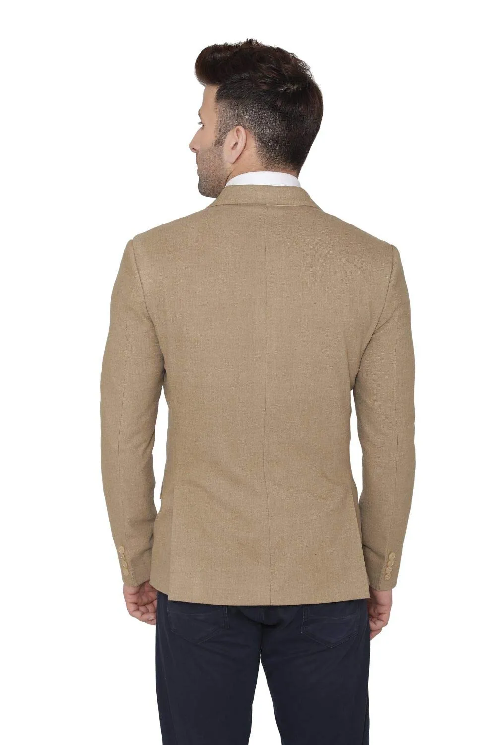 WINTAGE Men's Regular Fit Tweed Wool Casual and Festive Blazer Coat Jacket (Beige, Medium, 40)