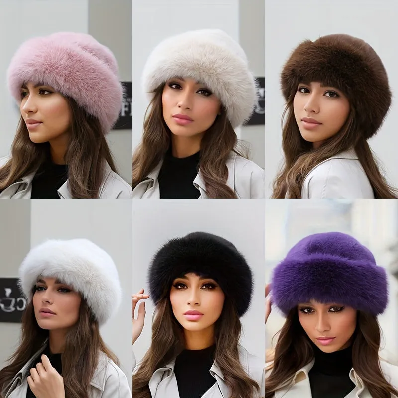 Winter Faux Fur Bucket Hat - Caps - Soft, Thickened, Insulated, and Stylish Ear Protection for Ultimate Warmth - Perfect Christmas Gift for Women, All-Match Casual Design for Daily Wear