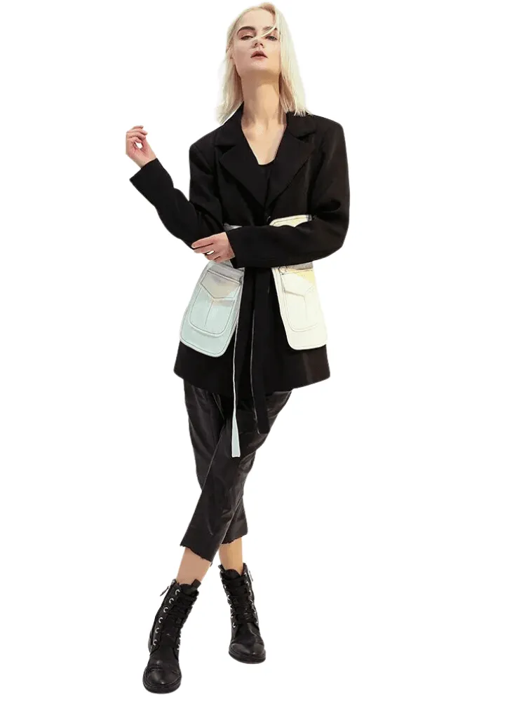 Women's Black and White Blazer