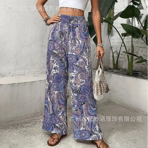 xiangtuibao In Stock HOTan and NEWn  Popular New Bohemian Paisley Printed Wide-Leg Pants Women's Pants