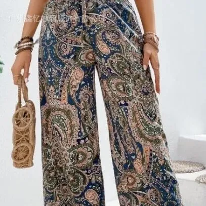 xiangtuibao In Stock HOTan and NEWn  Popular New Bohemian Paisley Printed Wide-Leg Pants Women's Pants