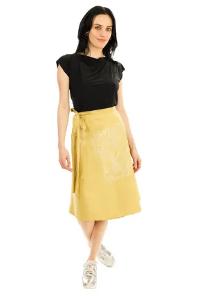 Yellow Doodle Art Wrap Skirt